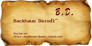 Backhaus Dezső névjegykártya
